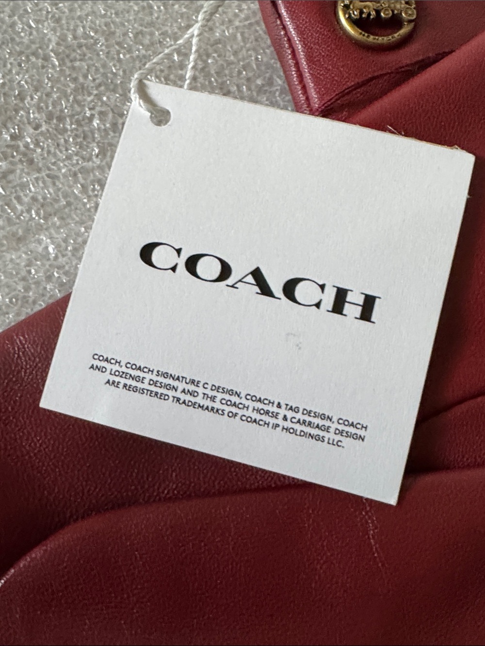 NWT Cherry Tech Coach Leather Touchscreen Gloves with Signature Charm - Picture 9 of 16